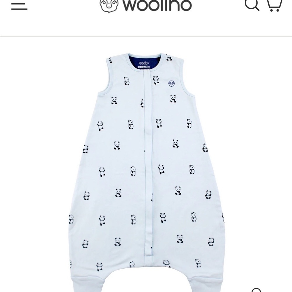 Woolino 4 Season® Baby Sleep Bag with Feet, Merino Wool & Organic Cotton, Panda